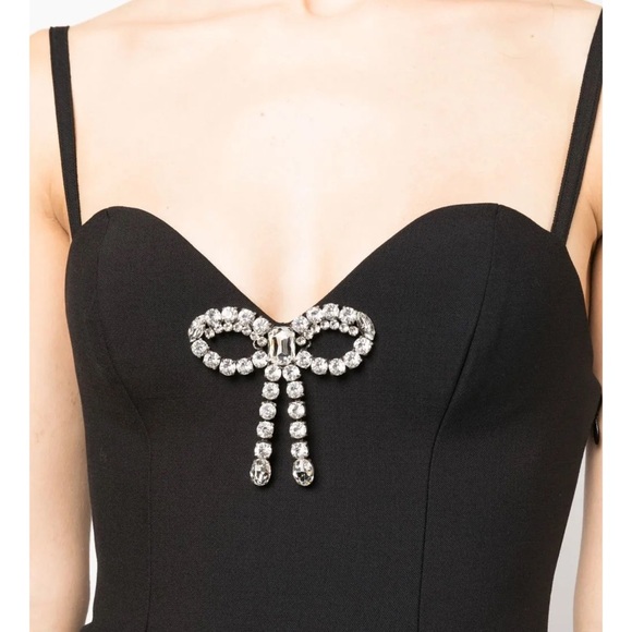 AREA Black Crystal Bow Mini Dress - Picture 4 of 7